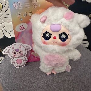 Baby Three White and Pink Plush sheep